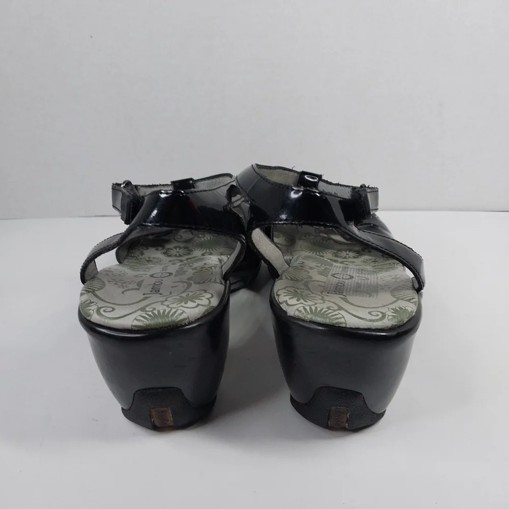 Jambu Sport Wedge Camden Size 9 M Glossy Black T-Strap Sandals Shoes - Picture 4 of 13